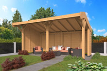 Kapschuur Goor 600 x 390 cm Douglas - Overkapping Blanke wanden