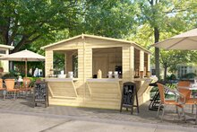 Houten kiosk Moose 303x294 cm &ndash; compacte kiosk met punt dak
