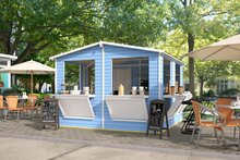 Houten kiosk Moose 303x294 cm &ndash; compacte kiosk met punt dak