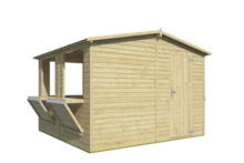 Houten kiosk Moose 303x294 cm &ndash; compacte kiosk met punt dak