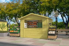 Houten verkoopkraam Dancer 299x197 cm &ndash; kiosk van ge&iuml;mpregneerd hout