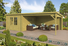 Blokhut Anton met zijluifel Ge&iuml;mpregneerd 700 x 400 x 217 cm Wanddikte 40 mm