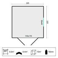 Tuinhuisje Hugo 225 x 225 x 220 cm Ge&iuml;mpregneerd Wanddikte 16 mm - Tuinkast