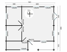 Blokhut Azores maatvoering