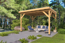 Overkapping Zoutelande Red Class Wood 400 x 330 cm