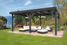 Overkapping Rijssen Douglas 600 x 400 cm - Zwart Ge&iuml;mpregneerd