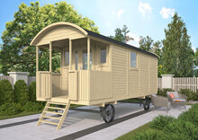 Pipowagen 720 x 240 cm met veranda - Zigeunerwagen Kathleen 