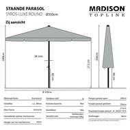 Madison Syros luxe parasol &Oslash;350 cm grey