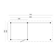Overkapping Holten Douglas 740 x 350 cm - Blanke wanden