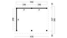 Overkapping Oslo L type 2 Douglas 470 x 371 cm - Zwarte wanden incl. EPDM