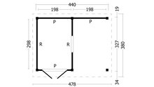 Overkapping Oslo L type 4 Douglas 470 x 371 cm - Blanke wanden incl. EPDM