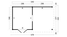 Overkapping Oslo XL type 4 Douglas 670 x 430 cm - Zwarte wanden incl. EPDM