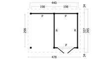 Overkapping Hamar L type 3 Douglas 475 x 395 cm - Blanke wanden
