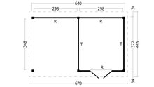 Overkapping Hamar XL type 3 Douglas 675 x 445 cm - Zwarte wanden
