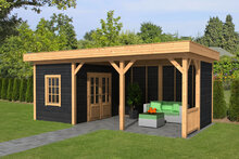 Overkapping Oslo L type 8 Douglas 682 x 371 cm - Zwarte wanden incl. EPDM