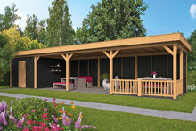 Overkapping Oslo XL type 10 Douglas 1292 x 430 cm - Zwarte wanden incl. EPDM