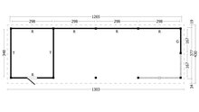 Overkapping Oslo XL type 10 Douglas 1292 x 430 cm - Zwarte wanden incl. EPDM