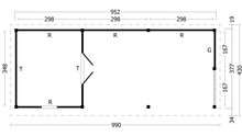 Overkapping Oslo XL type 8 Douglas 980 x 430 cm - Blanke wanden incl. EPDM