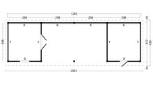 Overkapping Oslo XL type 12 Douglas 1292 x 430 cm - Zwarte wanden incl. EPDM