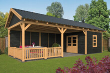 Overkapping Hamar L type 7 Douglas 690 x 395 cm - Blanke wanden