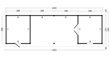 Overkapping Hamar XL type 12 Douglas 1300 x 445 cm - Blanke wanden