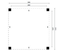 Overkapping Renesse Red Class Wood 300 x 333 cm - DHZ plat dak