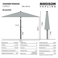 Madison Corsica push-up parasol 200x250 cm taupe