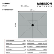 Madison Denia push-up parasol 200x200 cm light grey