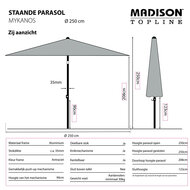 Madison Mykanos push-up parasol &Oslash;250 cm ecru