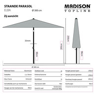 Madison Elba push-up parasol &Oslash;300 cm grey