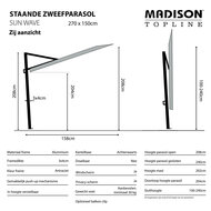 Madison Sun Wave parasol 270x150 cm light grey