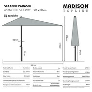 Madison Asymetric Sideway parasol 360x220 cm light grey