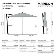 Madison Saint-Tropez zweefparasol 355x300 cm grey