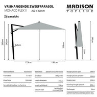 Madison Monaco Flex III zweefparasol 300x300 cm ecru