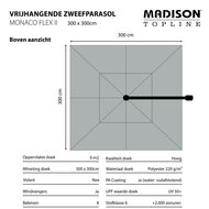 Madison Monaco Flex III zweefparasol 300x300 cm taupe