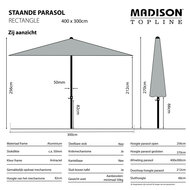 Madison rechthoekige parasol 400x300 cm taupe