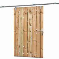 Tuinpoort schuifsysteem Grenen groen ge&iuml;mpregneerd 130 x 195 cm