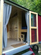 Pipowagen Onbehandeld Vuren 240 x 480 x 319 cm met zijdeur - Zigeunerwagen Patricia