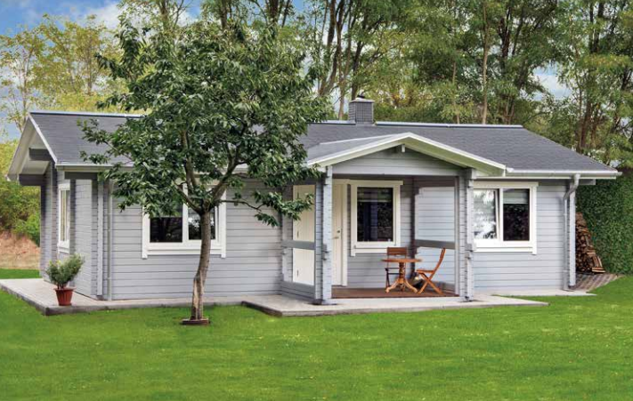 Blokhut Finn 1040 x 740+238 x 365 cm - Prefab Houten Woning - Luxe Chalet
