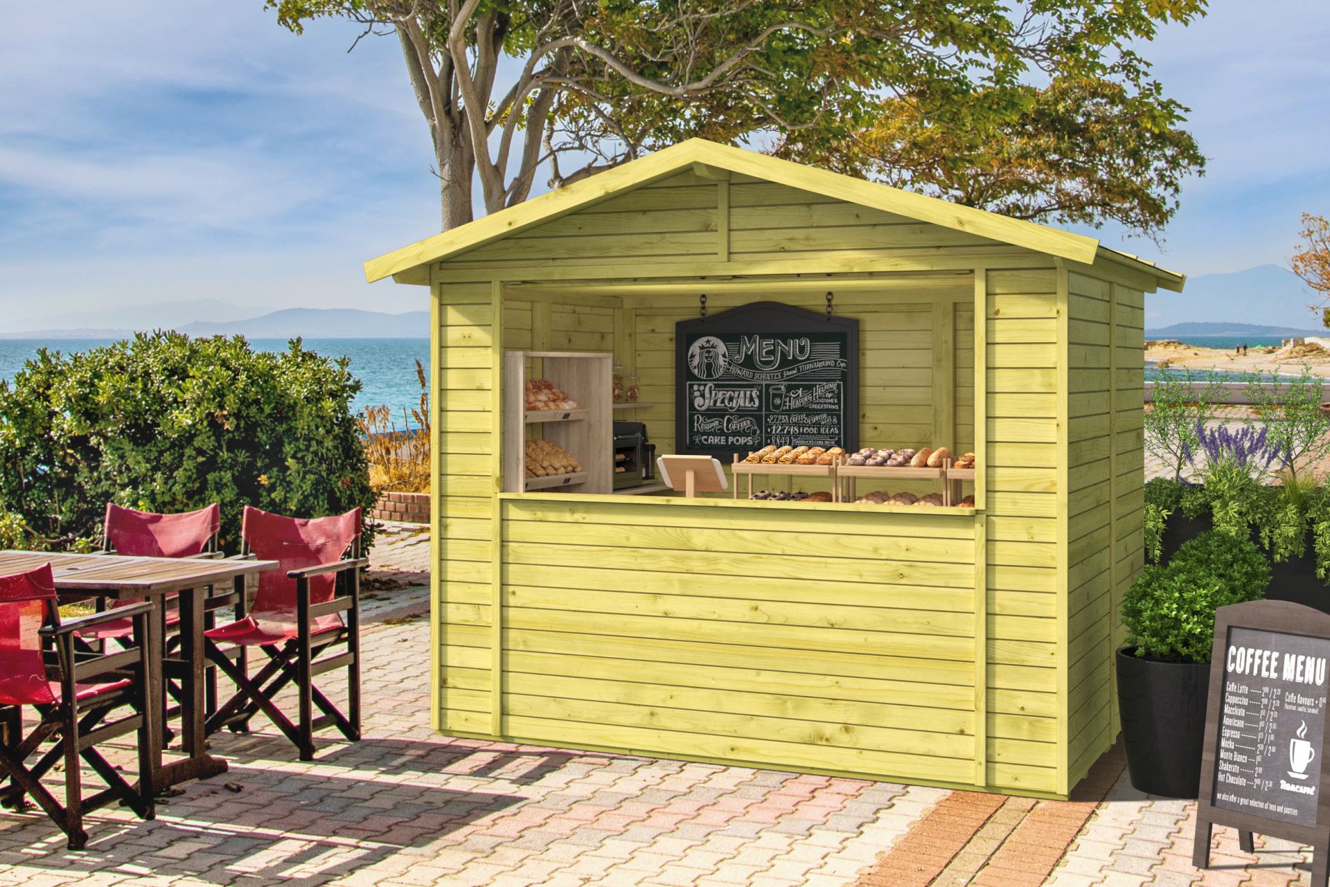 Houten marktkraam Vixen 266x175 cm – kiosk van geïmpregneerd hout