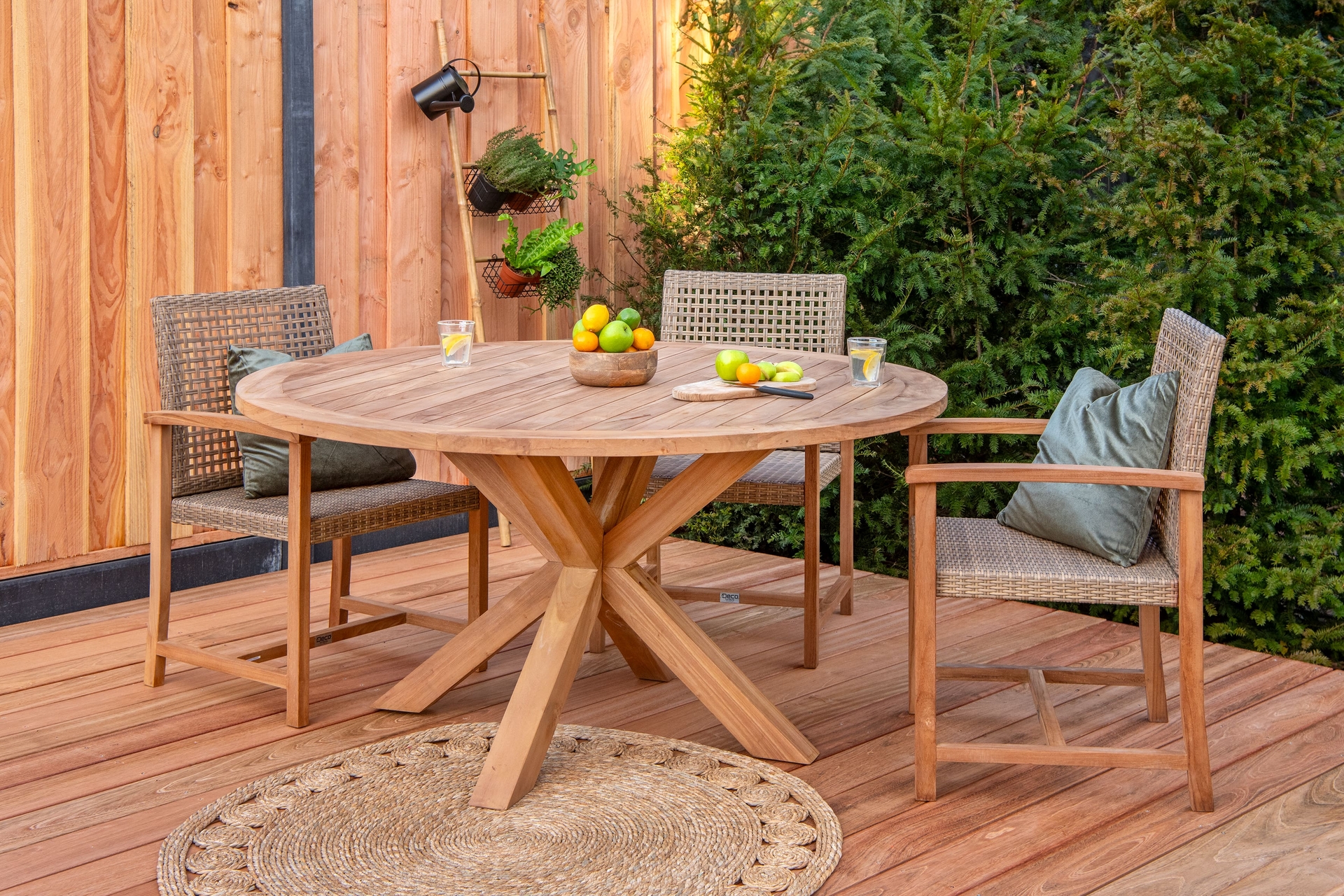Teak tuintafel rond 3D matrixpoot Ø150cm