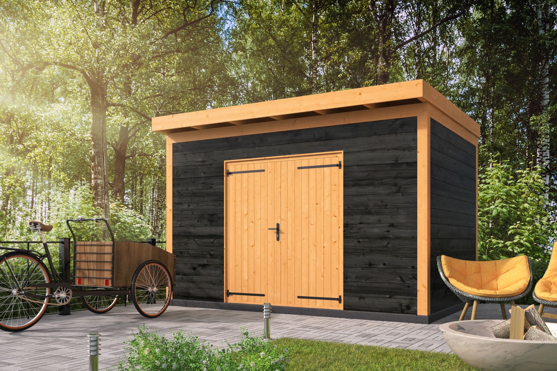 Tuinberging Enter Douglas 400 x 300 cm – Zwart geïmpregneerde wanden