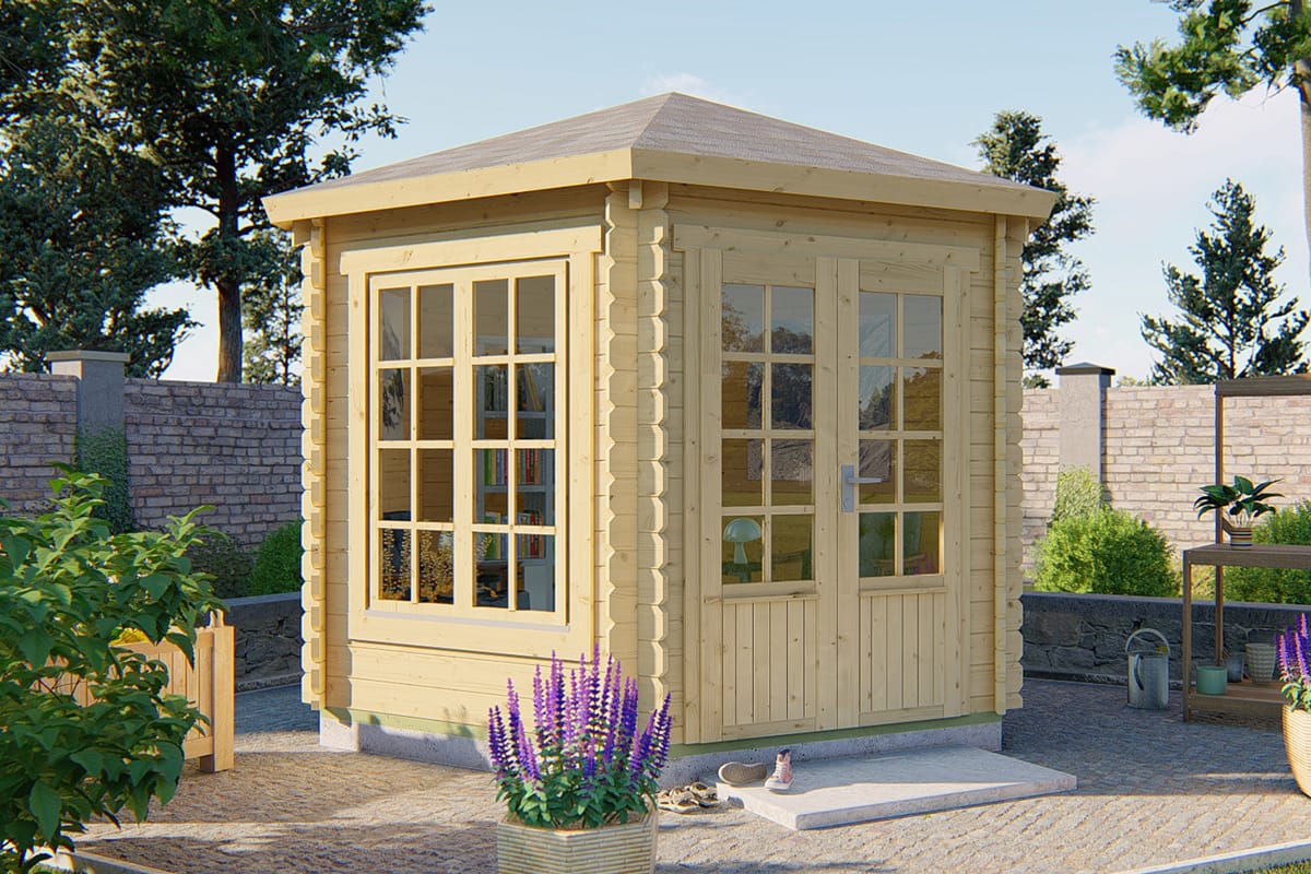 Blokhut Nora 354 x 316 cm Prieel zeskantig - Tuinhuisje