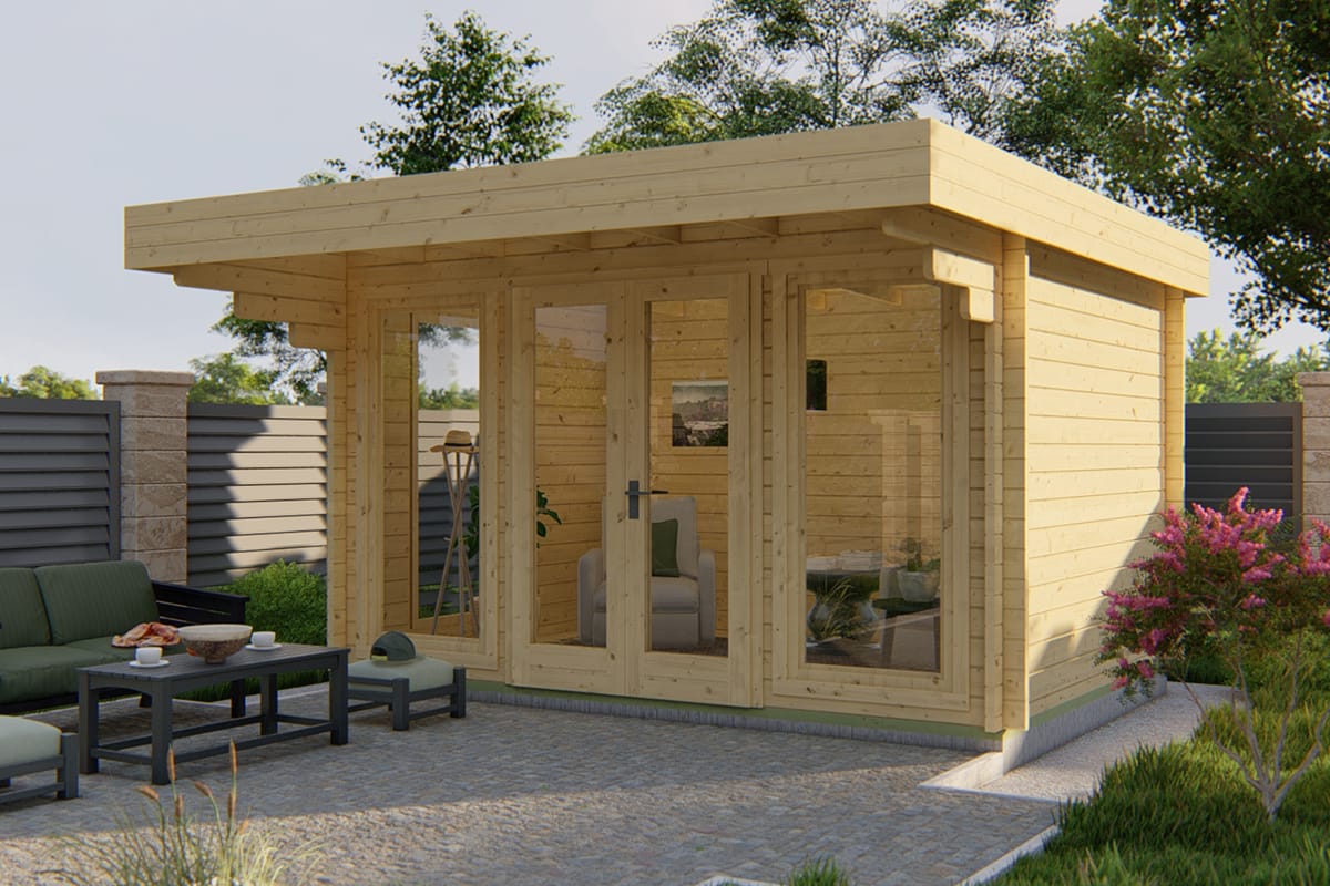 Blokhut James onbehandeld 400 x 420 x 223 cm - Tuinhuis