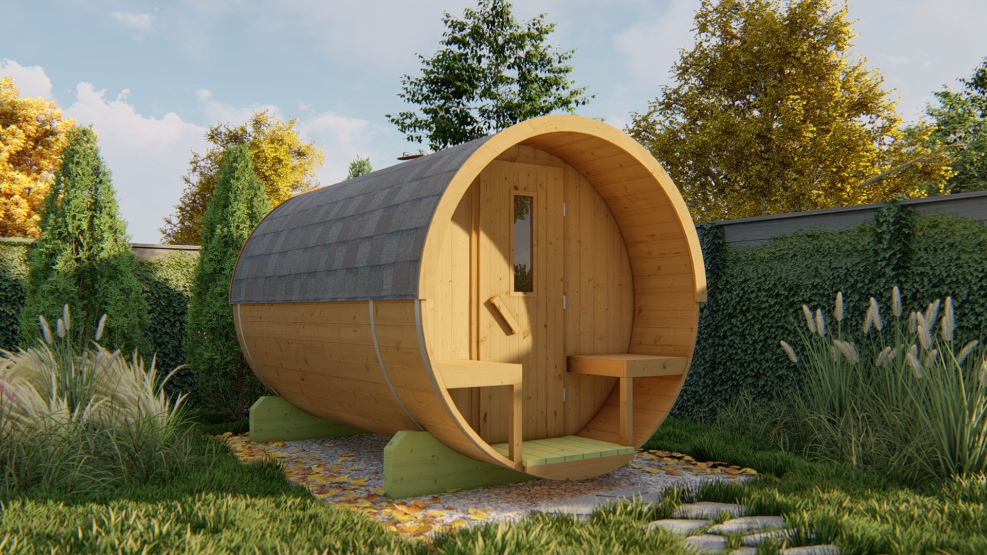 Barrelsauna Thermowood Ø205 x 300 cm - Saunabarrel 300cm