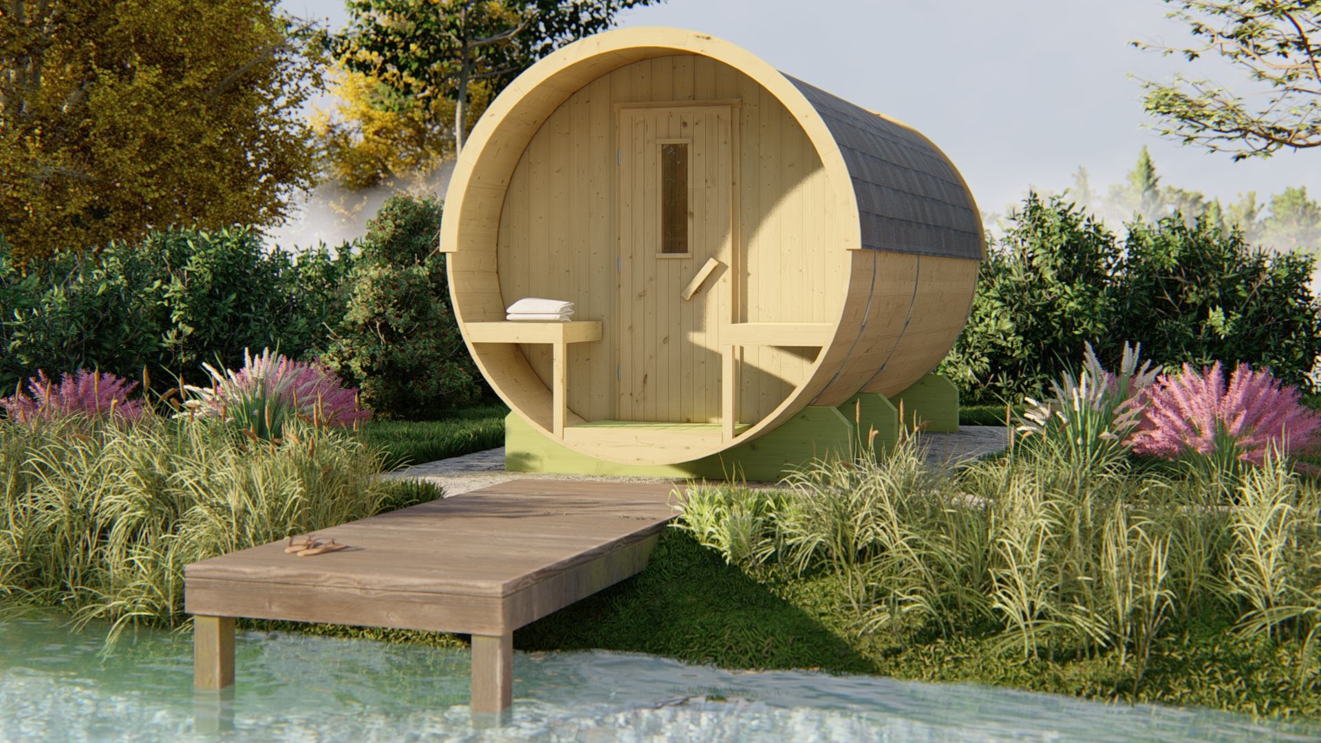 Barrelsauna vurenhout Ø205 x 400 cm - Saunabarrel