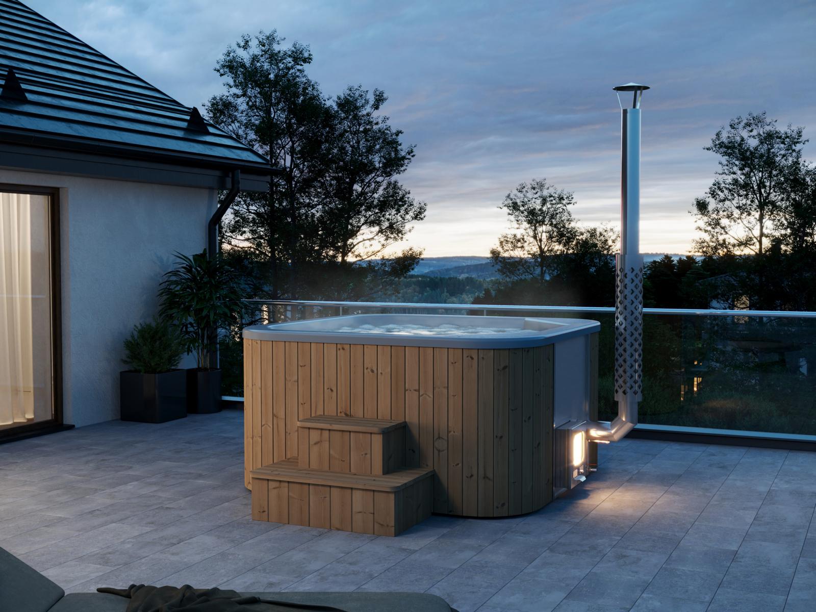 Hottub Deluxe vierkant Thermowood 205 x 205 x 110 cm