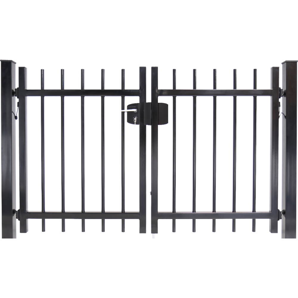 Spijlenpaneel dubbele poort rond doorgestoken 300 cm