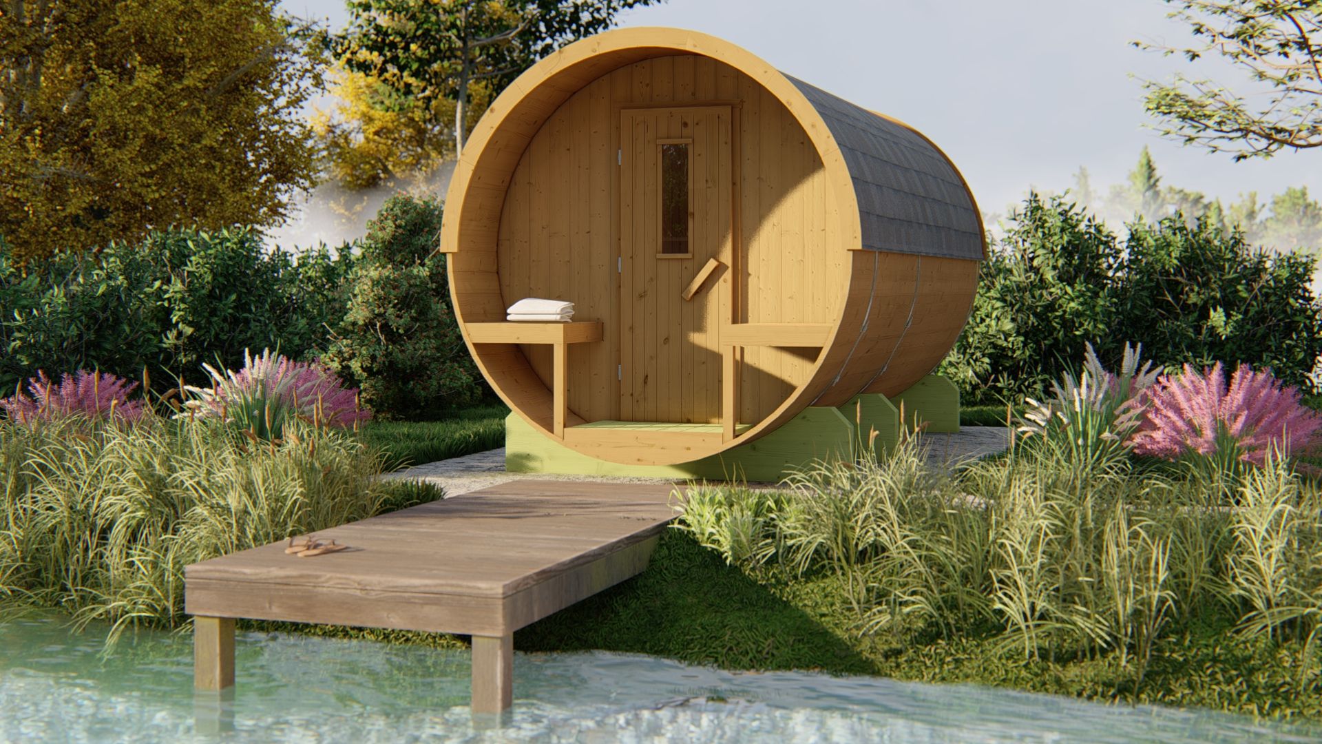 Barrelsauna Thermowood Ø205 x 400 - Saunabarrel 400cm