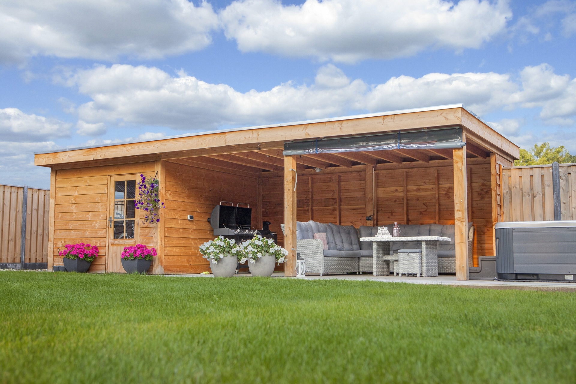 Overkapping Twello Douglas 794 x 400 cm - Blanke wanden